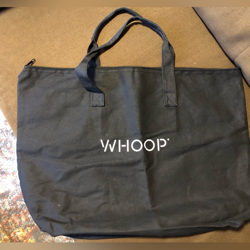 WHOOP swag bag. T shirt from WHOOP US Open, exclusive Women of WHOOP pint glass